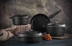 Oms Quartz Prime 7 Parça Biogranit Döküm Tencere Seti