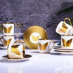 Kosova Kelebek 6 lı Kahve Fincan Seti
