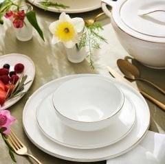 Emsan Freya Fine Bone 60 Parça 12 Kişilik Yuvarlak Yemek Takımı Gold