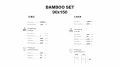 Bambo Camlı Raddan Masa Takımı Bahçe Seti Büyük Set K.Kahve