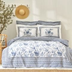 Karaca Home Estrela %100 Pamuk Çift Kişilik Nevresim Takımı Mavi
