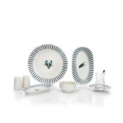 Schafer Charlotte 32 Parça 6 Kişilik Mavi Kahvaltı Takımı