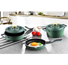 Lavonni Yeşil 3 Lü Mini Döküm Tava Tencere Seti