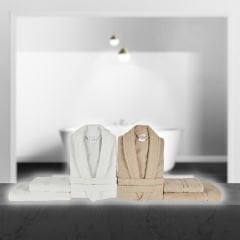 Karaca Home Malvina 6 Parça Aile Banyo Seti OffWhite Bej