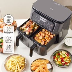 Karaca Air Pro Cook Duo Tandır XXXL 8 Litre Airfryer Black Silver 8 Kişilik