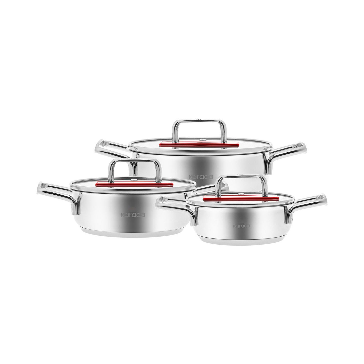 Karaca Arya İndüksiyon Tabanlı 6 Parça Çelik Sahan Seti Kırmızı